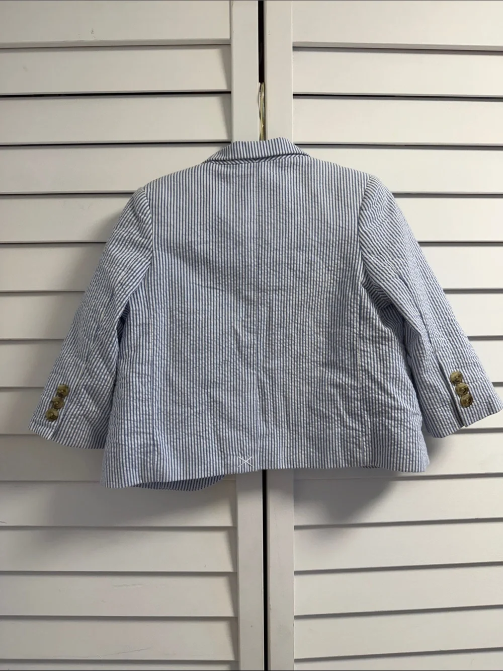 Janie and Jack Seersucker Blazer Jacket Blue White Striped Boys 12-18 Months NWT